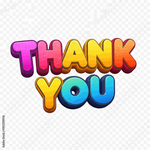 Colorful thank you message in bold 3d vector graphic illustration design