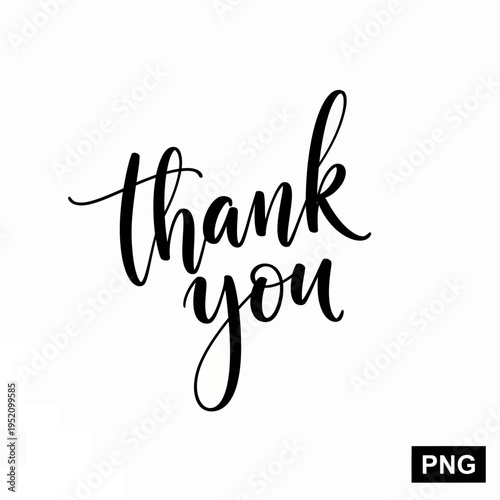Black thank you vector graphic illustration with elegant cursive typography design