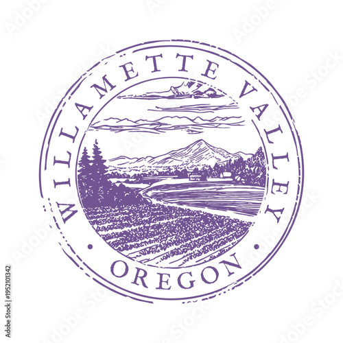 Official Vintage Postmark Design Representing The Scenic Wine Country Of The Willamette Valley.
