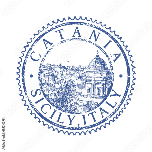 Official Vintage Postmark Design Representing The Historic City Of Catania