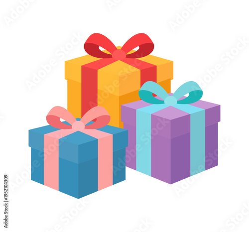 カラフルなプレゼントボックスセットのイラスト