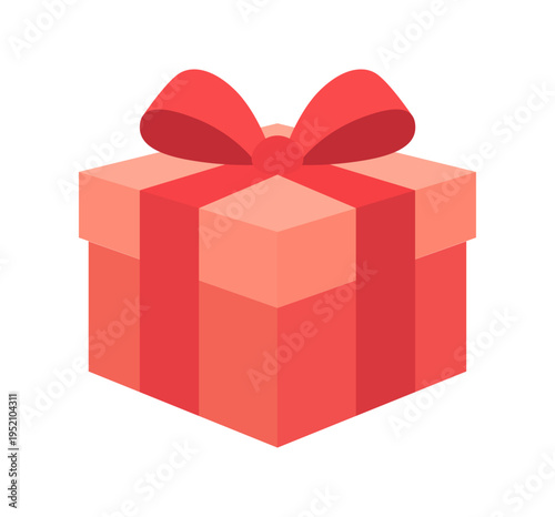 赤いギフトボックスのイラスト リボン付きプレゼント素材