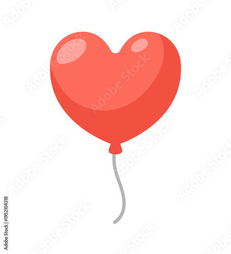 赤いハート型風船のイラスト バースデーバルーン素材