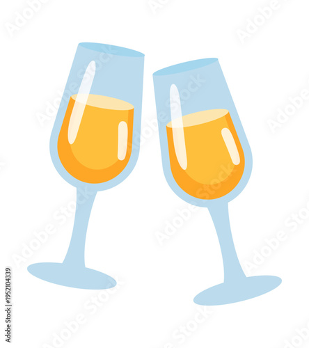 シャンパングラスのイラスト 乾杯パーティー素材