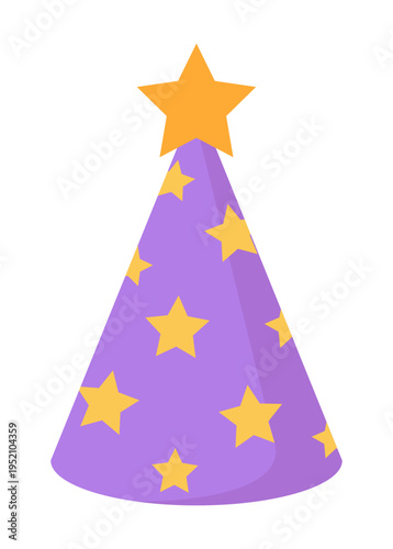 星柄パーティーハットのイラスト 誕生日装飾素材