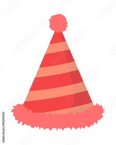 赤いパーティーハットのイラスト 誕生日装飾素材