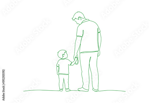 Modern line art vector showing a father bonding with his son, Father’s Day theme.