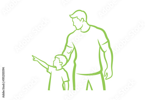 Continuous line illustration of a father and son, perfect for Father’s Day concept.