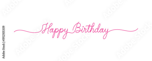 Minimalist Happy Birthday phrase created with a single line art design.