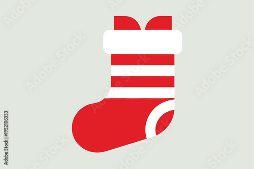 A red and white christmas stocking isolated on transparent background, Vector
