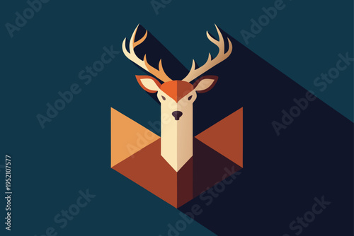 A deer head with antlers on a dark background isolated on transparent background, Vector