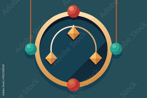 A newton's cradle with balls and a ring isolated on transparent background, Vector