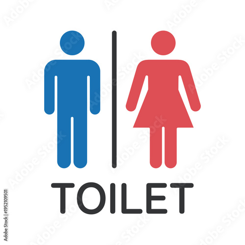 男女のシルエット・カラーのTOILETトイレアイコン