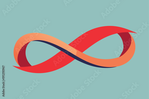 A colorful infinity symbol on a teal background isolated on transparent background, Vector