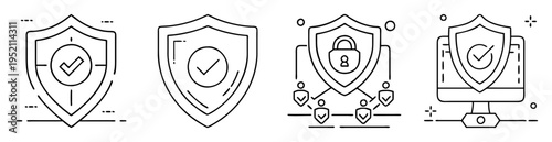 Collection of Shield Icons Representing Security, Protection, and Data Integrity Online