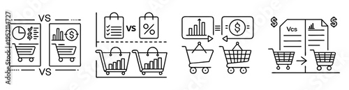 Analysis of shopping cart use in various scenarios, comparing efficiency and cost