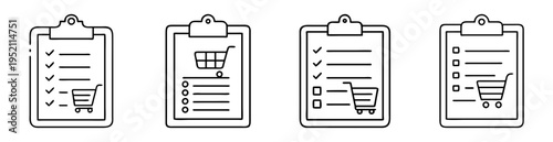 Checklists with Shopping Carts and Check Marks for Ecommerce Order Tracking