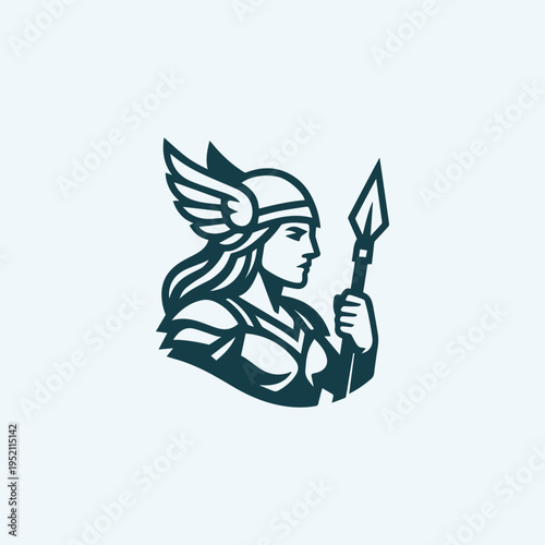Modern Valkyrie Goddess Logo 