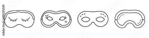 Four variations of stylized eye masks with different levels of detail