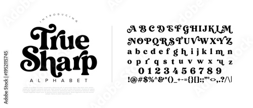 Vintage decorative serif font with victorian swash for classic label brewery branding and antique logo design