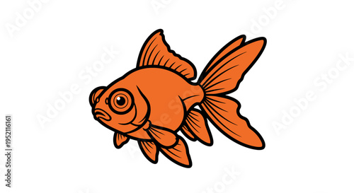 An illustration of a goldfish swimming alone in water.