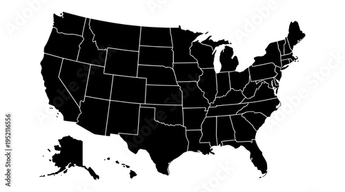 USA Black and White Map