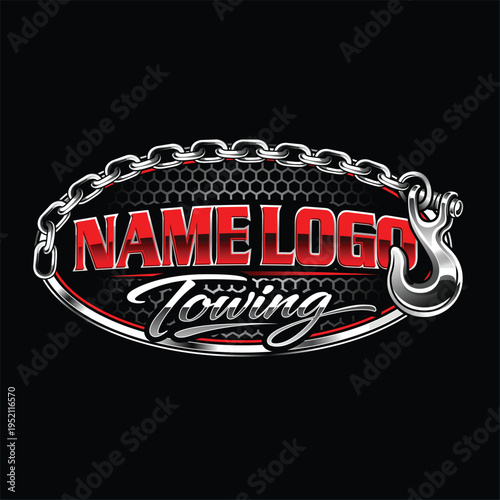Towing and repair logo design template. Towing car logo template crane service. Towing service and recovery logo design