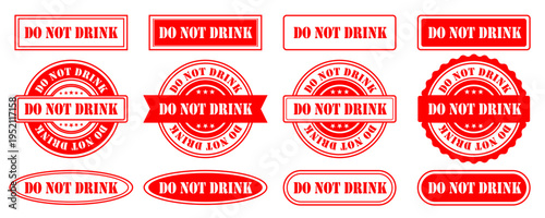 DO NOT DRINK STAMP TEXT ILLUSTRATION SET