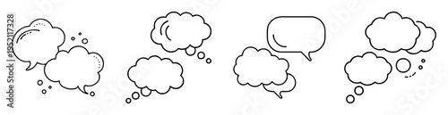 Collection of vector speech bubbles and thought balloons for text communication