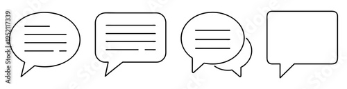 Vector illustration of various speech bubble shapes with text lines inside them