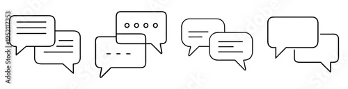 Various stylized speech bubbles overlapping each other, representing different types of communication