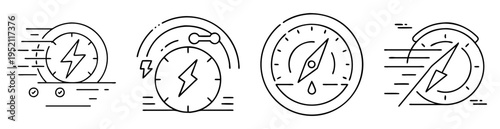 collection of speed and performance icons showing power and efficiency