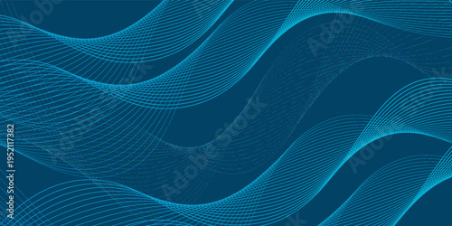 Futuristic technology background. Dynamic line wave big data particle flow. Modern blue gradient flowing wave lines. Futuristic technology concept.