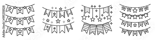 Collection of Festive Party Bunting with Stars and Striped Flags