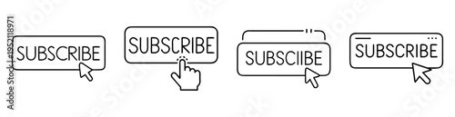 Black and White Vector Art of Four Different Subscribe Buttons