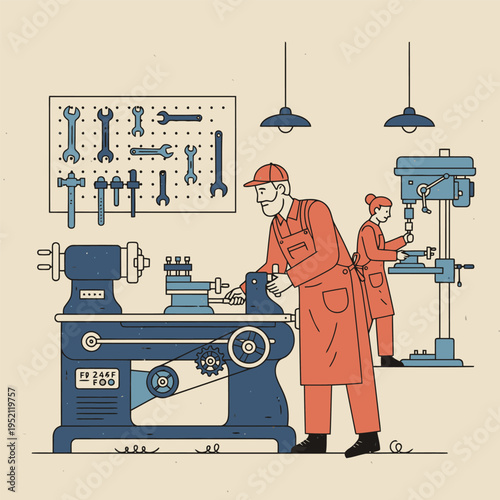 Skilled Craftsmen Working Diligently in a Workshop.