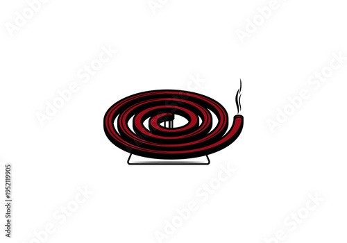 Mosquito repellent coil burning, pest control concept vector isolated on white background