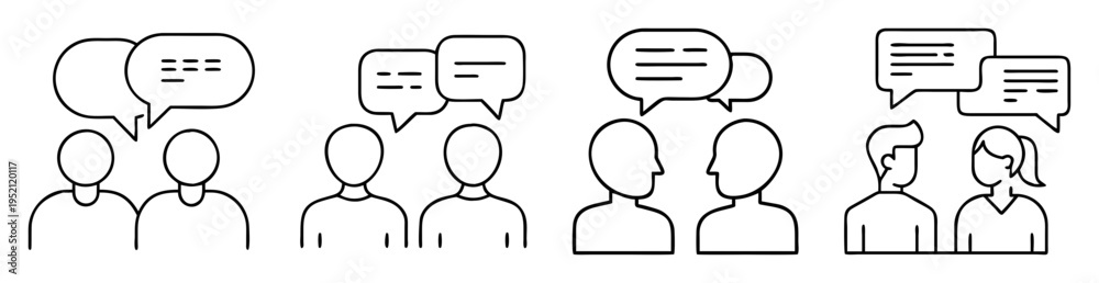 Obraz premium Icons of people with speech bubbles representing communication and conversation