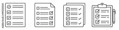 Multiple checklist and document icons representing tasks completion and organization