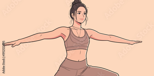 Woman practicing yoga in a fitness studio during the morning