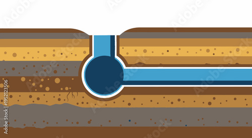 Diagram illustrating the process of water flowing through underground layers and into a pipe