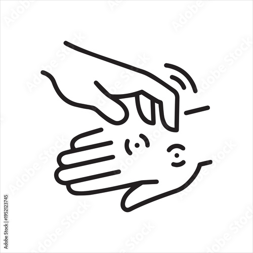Scratch the hand with a mosquito bite, linear icon. Line with editable stroke