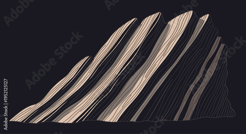 Abstract line art illustration of a mountain peak with diagonal stripes representing layers of rock and shadow.