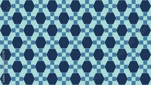 Geometric Blue Pattern With Octagons and Squares vector illustration