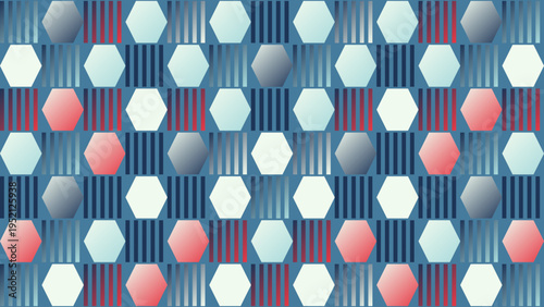 Geometric Hexagon Pattern on Blue Background vector illustration