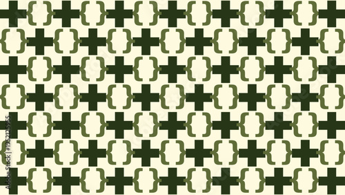 Abstract Dark Green Plus and Bracket Pattern Background vector illustration