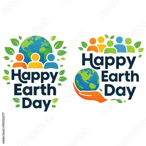 Happy Earth Day Graphic Design Elements.