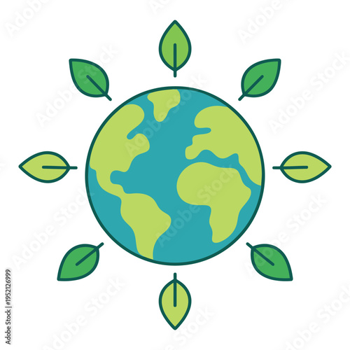Eco Friendly Earth Illustration with Leaves.