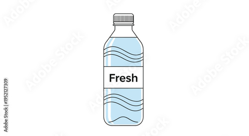 Single clear plastic water bottle with a blue liquid and a simple white label reading Fresh on a plain background.