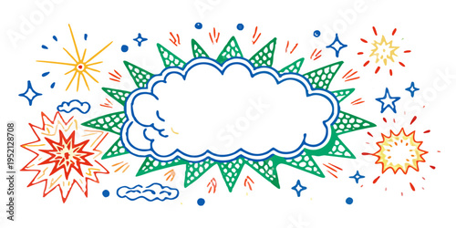 Comic book style space explosion with stars and planets on black background, retro pop art vector illustration.